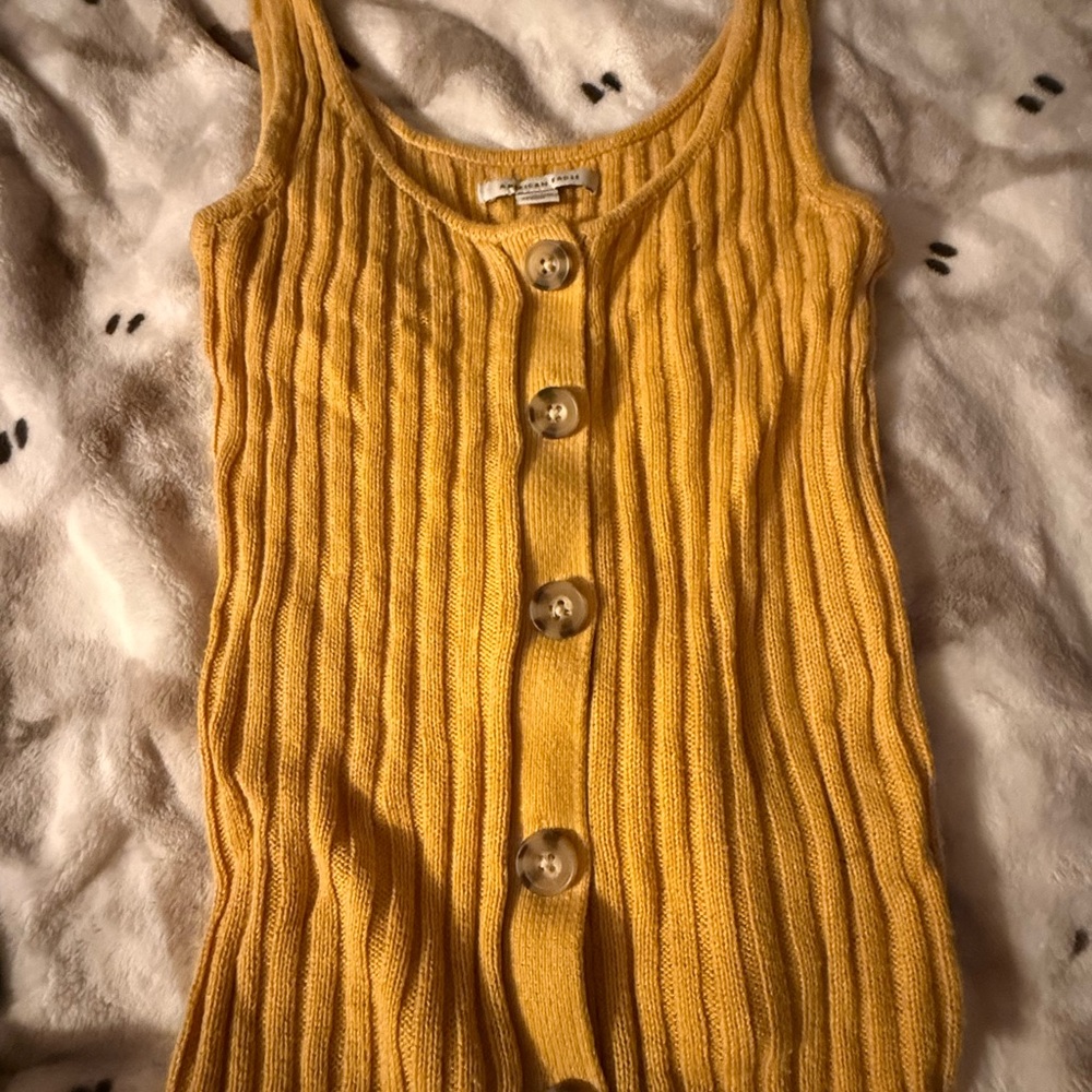 American Eagle Outfitters Mustard Ribbed Knit Top